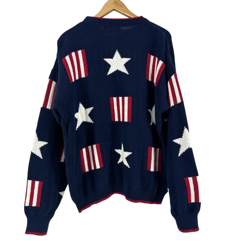 VINTAGE 90s Stars and Stripes St. Johns Bay Knit Sweater Oversized - Picture 7 of 9
